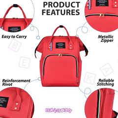 Mother Backpack for Baby Feeding and Nursing (Solid Red)