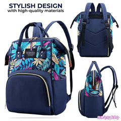 Mother Backpack for Baby Feeding and Nursing (Leaf Blue)