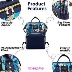 Mother Backpack for Baby Feeding and Nursing (Leaf Blue)