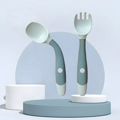Baby Spoon and fork Set for Baby Feeding (Blue)