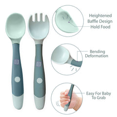 Baby Spoon and fork Set for Baby Feeding (Blue)