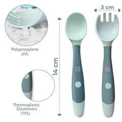 Baby Spoon and fork Set for Baby Feeding (Blue)