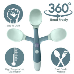 Baby Spoon and fork Set for Baby Feeding (Blue)