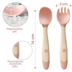 Baby Spoon and fork Set for Baby Feeding (Pink)