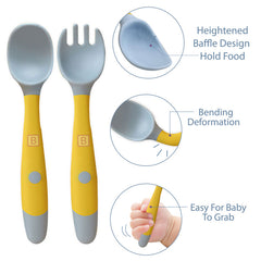 Baby Spoon and fork Set for Baby Feeding (Yellow)