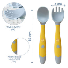 Baby Spoon and fork Set for Baby Feeding (Yellow)