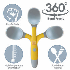 Baby Spoon and fork Set for Baby Feeding (Yellow)