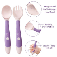 Baby Spoon and fork Set for Baby Feeding (Purple)