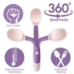 Baby Spoon and fork Set for Baby Feeding (Purple)