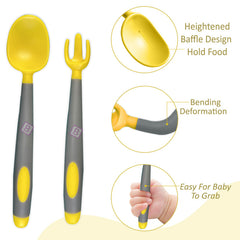 Baby Spoon and fork Set for Baby Feeding (Yellow)