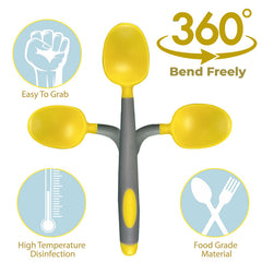 Baby Spoon and fork Set for Baby Feeding (Yellow)