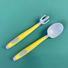 Baby Spoon and fork Set for Baby Feeding (Blue)