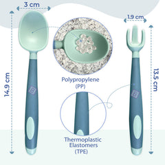 Baby Spoon and fork Set for Baby Feeding (Mist Blue)