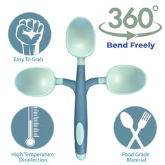 Baby Spoon and fork Set for Baby Feeding (Mist Blue)