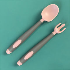Baby Spoon and fork Set for Baby Feeding (Pink)