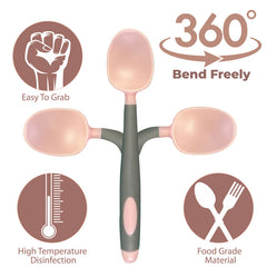 Baby Spoon and fork Set for Baby Feeding (Pink)
