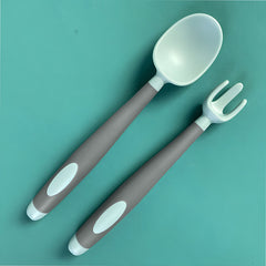 Baby Spoon and fork Set for Baby Feeding (Green)