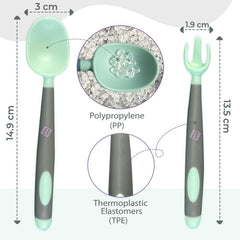 Baby Spoon and fork Set for Baby Feeding (Green)