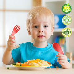 Baby Spoon and fork Set for Baby Feeding (Red)