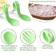 Baby Spoon and fork Set for Baby Feeding (Green)