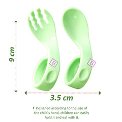 Baby Spoon and fork Set for Baby Feeding (Green)