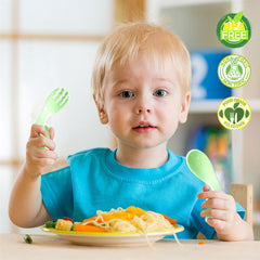 Baby Spoon and fork Set for Baby Feeding (Green)