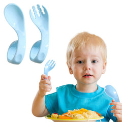 Baby Spoon and fork Set for Baby Feeding (Blue)