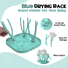 Baby Bottle Drying Rack Storage for Baby Feeding Essential (Blue)