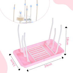 Baby Bottle Drying Rack Storage for Baby Feeding Essential (Pastel Pink)