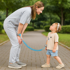 Bembika Anti-Lost Wrist Chain for Kids – Child Safety Leash with Upgraded Locks, 360° Rotating Connectors, Adjustable Wrist Band for Outdoor, Shopping & Travel-(Blue)