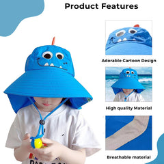 BEMBIKA Baby Cotton Cap with Safety and Comfort Baby Turban-(Cartoon Shawl – Blue)