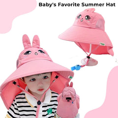 BEMBIKA Baby Cotton Cap with Safety and Comfort Baby Turban-(Cartoon Shawl – Pink)