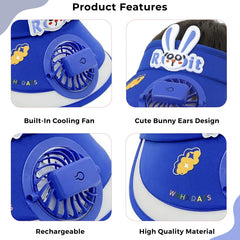 BEMBIKA Baby Cotton Cap with Safety and Comfort Baby Turban-(Fan Cap – Royal Blue)
