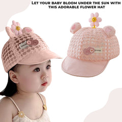 BEMBIKA Baby Cotton Cap with Safety and Comfort Baby Turban-(Love Flower Mesh – Pink)