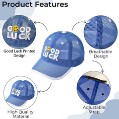 BEMBIKA Baby Cotton Cap with Safety and Comfort Baby Turban-(Smiley Face – Blue)