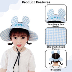 BEMBIKA Baby Cotton Cap with Safety and Comfort Baby Turban-(Checkerboard Cap – Blue)