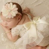 Bembika Photography Costume – Newborn Photography Outfits & Baby Photography Props Designer Baby Clothes for Newborn Photo Shoot -(Skirt Lace Milky)