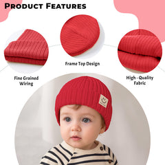 BEMBIKA Baby Cotton Cap with Safety and Comfort Baby Turban-(Bright Red)