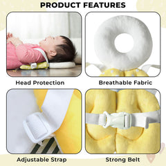Baby Fall Back Head Protector with Adjustable Straps for Baby Head Safety (White)