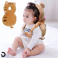 Baby Fall Back Head Protector with Adjustable Straps for Baby Head Safety (Brown)