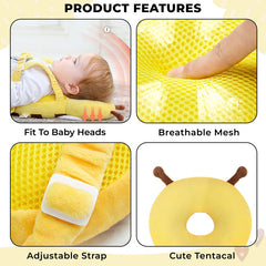 Baby Fall Back Head Protector with Adjustable Straps for Baby Head Safety (Yellow)