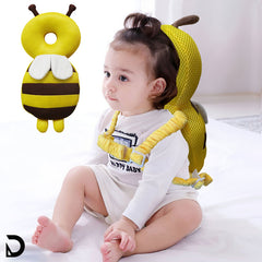 Baby Fall Back Head Protector with Adjustable Straps for Baby Head Safety (Yellow Brown)