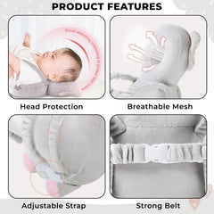Baby Fall Back Head Protector with Adjustable Straps for Baby Head Safety (Grey)
