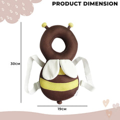 Baby Fall Back Head Protector with Adjustable Straps for Baby Head Safety (Brown)