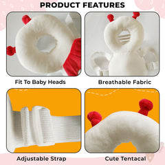 Baby Fall Back Head Protector with Adjustable Straps for Baby Head Safety (Red)