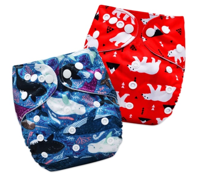 Washable & Reusable Baby Cloth Diaper With Adjustable Size Button (Set of 2)