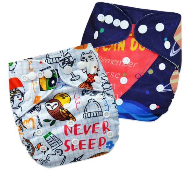 Washable & Reusable Baby Cloth Diaper With Adjustable Size Button (Set of 2)