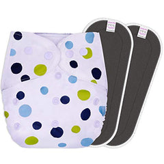 Reusable Baby Cloth Diaper with Adjustable Snap Buttons and Insert (1 Diaper & 2 Pcs Insert)