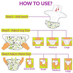 Reusable Baby Cloth Diaper with Adjustable Snap Buttons and Insert (Set of 1)