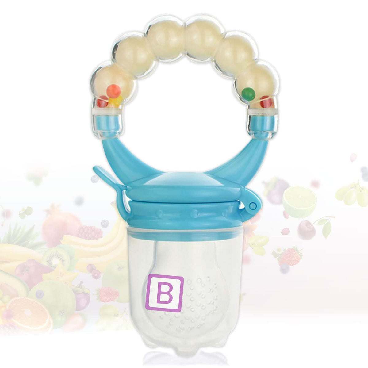 BPA Free Baby Feeding Fruit Nibbler for Baby (Ring Blue - Large)